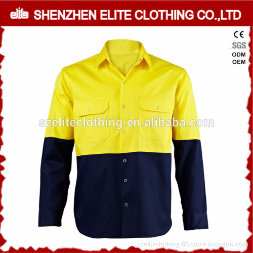 fluorescent yellow mechanic reflective men two tone work shirt
